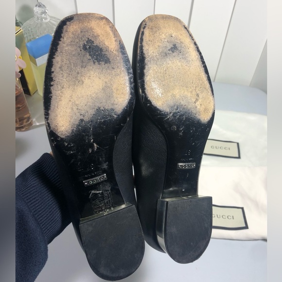 Gucci Loafers Silver Stud Logo Heel Classic Edgy Size 37 - Picture 8 of 9